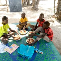 Community meal shared at the new school.