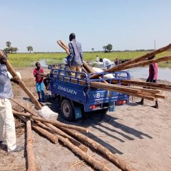 Fencing materials being transported